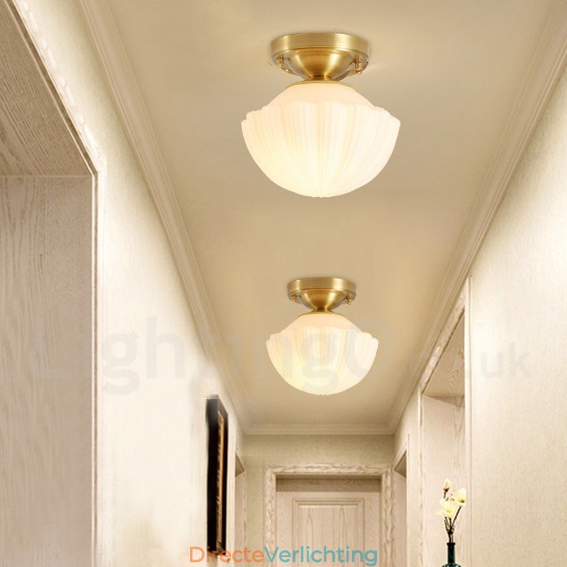 Puur messing rustieke lodge Scandinavische stijl plafondlampen met glazen kap