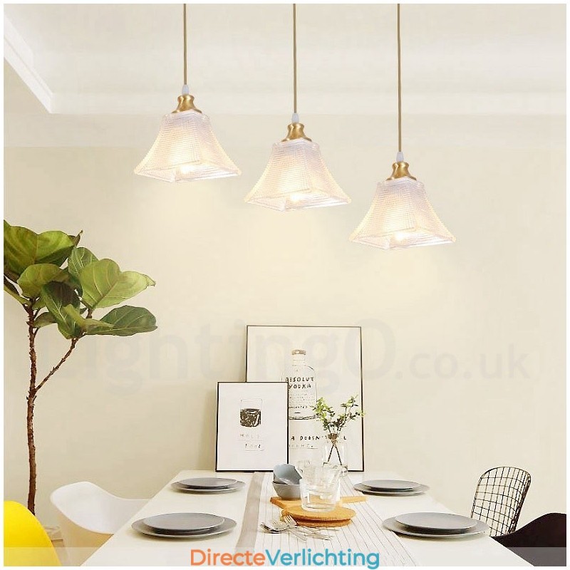 Puur messing rustieke lodge hanglamp in Scandinavische stijl met glazen kap
