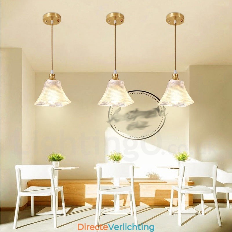 Puur messing rustieke lodge hanglamp in Scandinavische stijl met glazen kap