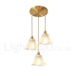 Puur messing rustieke lodge hanglamp in Scandinavische stijl met glazen kap