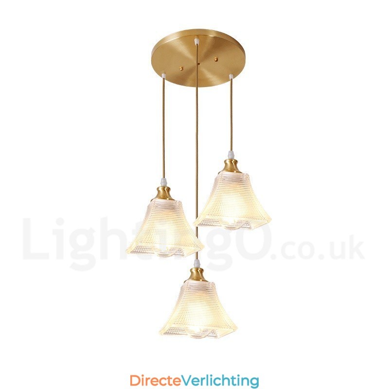 Puur messing rustieke lodge hanglamp in Scandinavische stijl met glazen kap