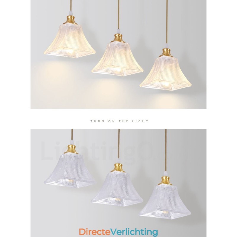 Puur messing rustieke lodge hanglamp in Scandinavische stijl met glazen kap
