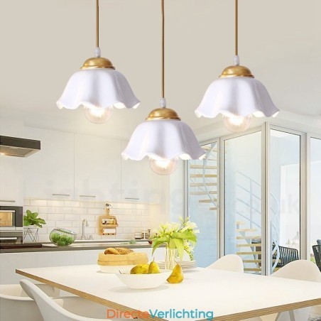 Puur messing rustieke lodge Scandinavische stijl hanglamp met keramische kap Puur messing rustieke lodge Scandinavische stijl hanglamp met keramische kap