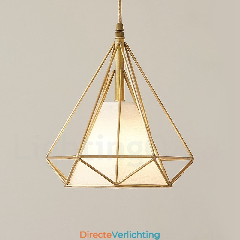 Rustieke Lodge Nordic Stijl Hanglamp van Zuiver Messing met Stoffen Kap
