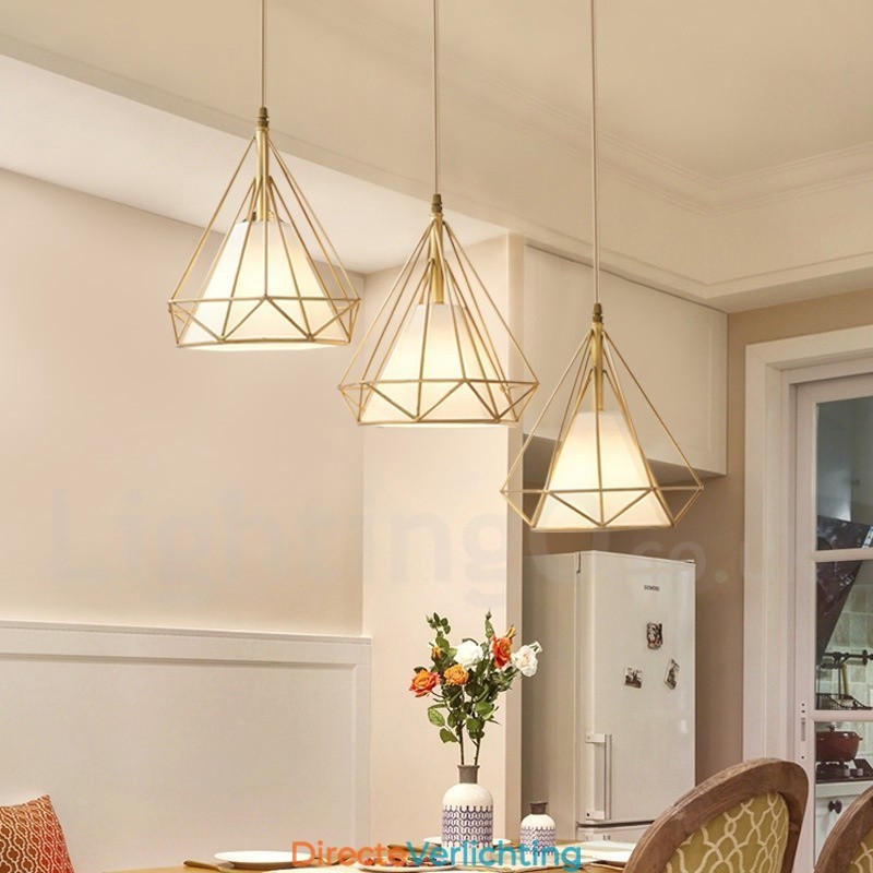 Rustieke Lodge Nordic Stijl Hanglamp van Zuiver Messing met Stoffen Kap