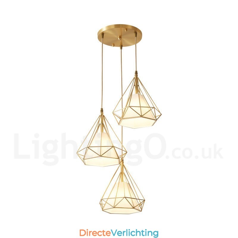 Rustieke Lodge Nordic Stijl Hanglamp van Zuiver Messing met Stoffen Kap