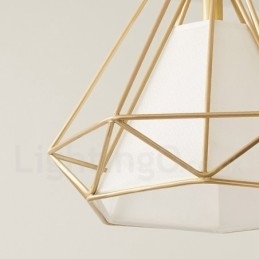 Rustieke Lodge Nordic Stijl Hanglamp van Zuiver Messing met Stoffen Kap