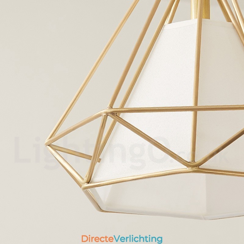 Rustieke Lodge Nordic Stijl Hanglamp van Zuiver Messing met Stoffen Kap