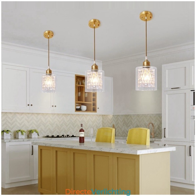 Puur messing rustieke lodge hanglamp in Scandinavische stijl met glazen kap