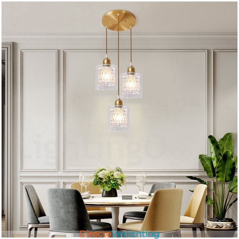 Puur messing rustieke lodge hanglamp in Scandinavische stijl met glazen kap