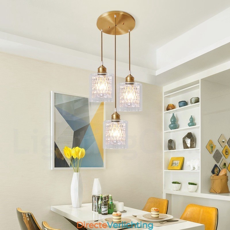 Puur messing rustieke lodge hanglamp in Scandinavische stijl met glazen kap