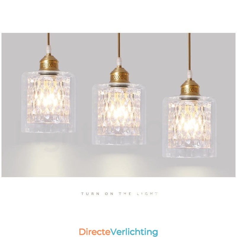 Puur messing rustieke lodge hanglamp in Scandinavische stijl met glazen kap