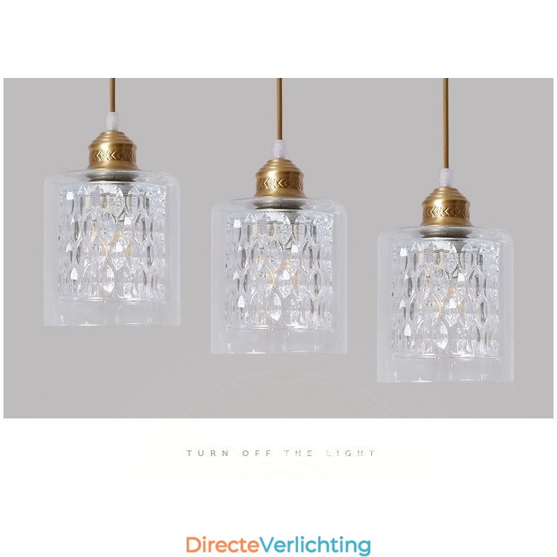 Puur messing rustieke lodge hanglamp in Scandinavische stijl met glazen kap