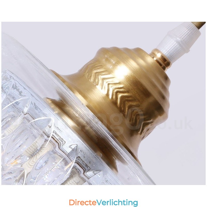 Puur messing rustieke lodge hanglamp in Scandinavische stijl met glazen kap