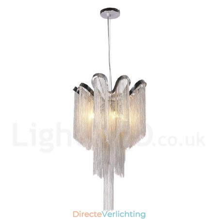 Aluminium kwastjes kroonluchter design hanglamp zilverkleur Aluminium kwastjes kroonluchter design hanglamp zilverkleur