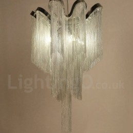 Aluminium kwastjes kroonluchter design hanglamp zilverkleur