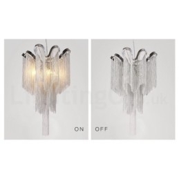 Aluminium kwastjes kroonluchter design hanglamp zilverkleur