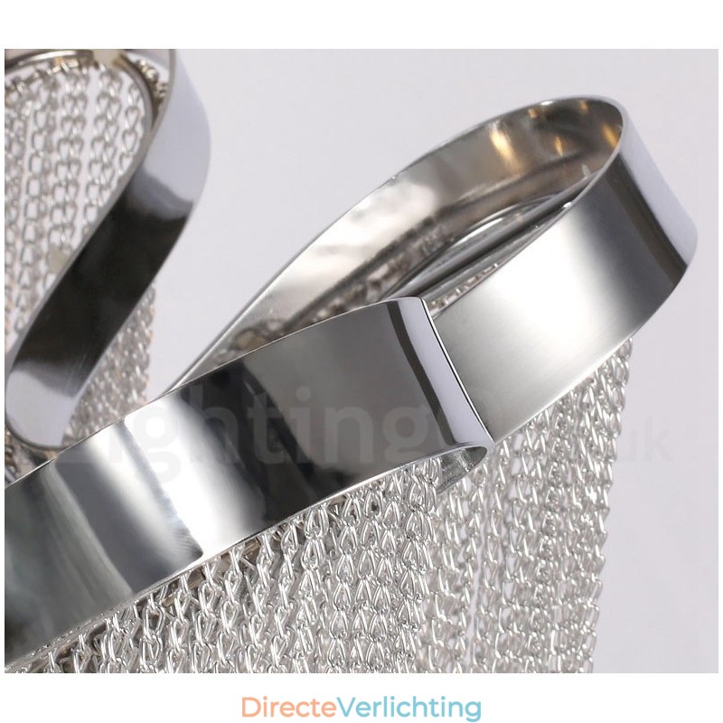 Aluminium kwastjes kroonluchter design hanglamp zilverkleur