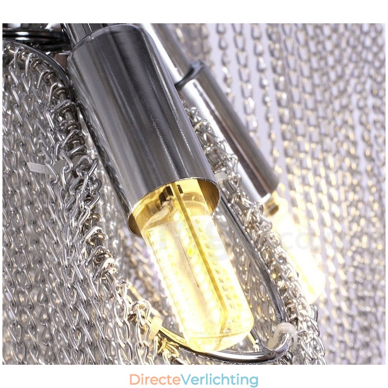 Aluminium kwastjes kroonluchter design hanglamp zilverkleur