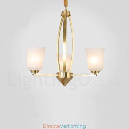3 Lichts Pure Messing Grote Luxe Rustieke Retro Vintage Messing Hangende Kroonluchter met Glazen Kapjes 3 Lichts Pure Messing Grote Luxe Rustieke Retro Vintage Messing Hangende Kroonluchter met Glazen Kapjes