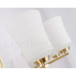 6-lichts puur messing grote luxe rustieke retro vintage messing hanglamp met glazen kappen