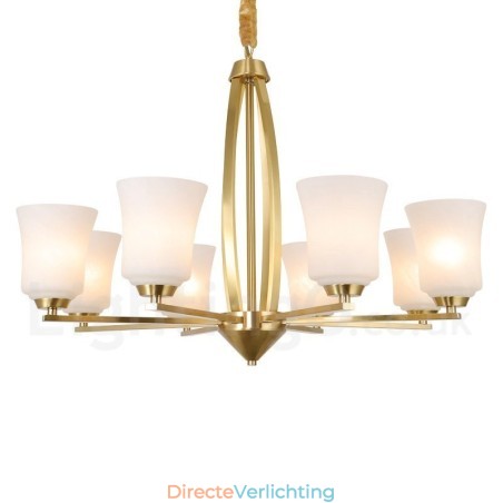 8 Lichts Pure Messing Grote Luxe Rustieke Retro Vintage Messing Hangende Kroonluchter met Glazen Kapjes 8 Lichts Pure Messing Grote Luxe Rustieke Retro Vintage Messing Hangende Kroonluchter met Glazen Kapjes