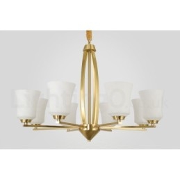 8 Lichts Pure Messing Grote Luxe Rustieke Retro Vintage Messing Hangende Kroonluchter met Glazen Kapjes