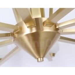 Retro Vintage Messing Hangende Kroonluchter met Glazen Kapjes