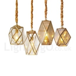 Puur messing rustieke lodge hanglamp in Scandinavische stijl met glazen kap