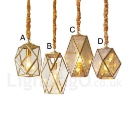 Puur messing rustieke lodge hanglamp in Scandinavische stijl met glazen kap