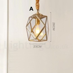 Puur messing rustieke lodge hanglamp in Scandinavische stijl met glazen kap