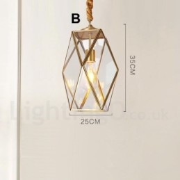 Puur messing rustieke lodge hanglamp in Scandinavische stijl met glazen kap