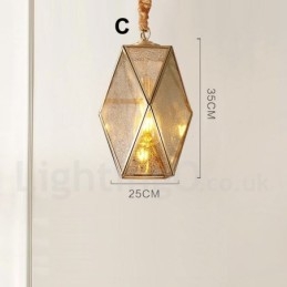 Puur messing rustieke lodge hanglamp in Scandinavische stijl met glazen kap