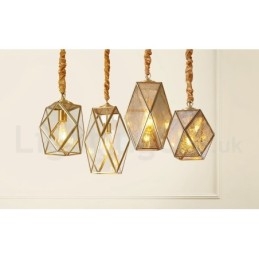 Puur messing rustieke lodge hanglamp in Scandinavische stijl met glazen kap
