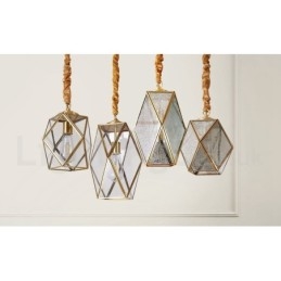 Puur messing rustieke lodge hanglamp in Scandinavische stijl met glazen kap