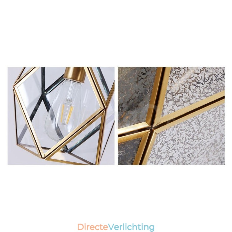 Puur messing rustieke lodge hanglamp in Scandinavische stijl met glazen kap