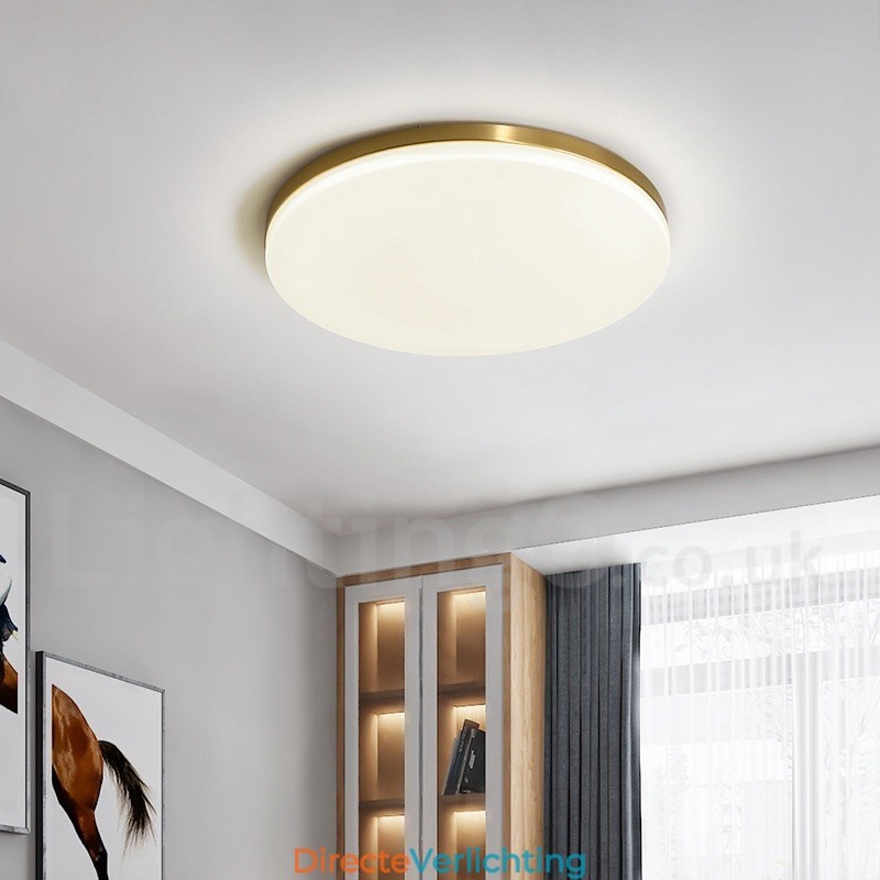 Messing ultradunne ronde dimbare moderne eigentijdse Scandinavische stijl plafondlampen met acryl kap kunnen ook als wandlamp worden gebruikt