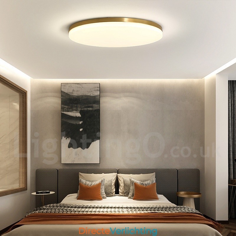 Messing ultradunne ronde dimbare moderne eigentijdse Scandinavische stijl plafondlampen met acryl kap kunnen ook als wandlamp worden gebruikt