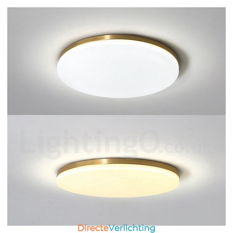 Messing ultradunne ronde dimbare moderne eigentijdse Scandinavische stijl plafondlampen met acryl kap kunnen ook als wandlamp worden gebruikt