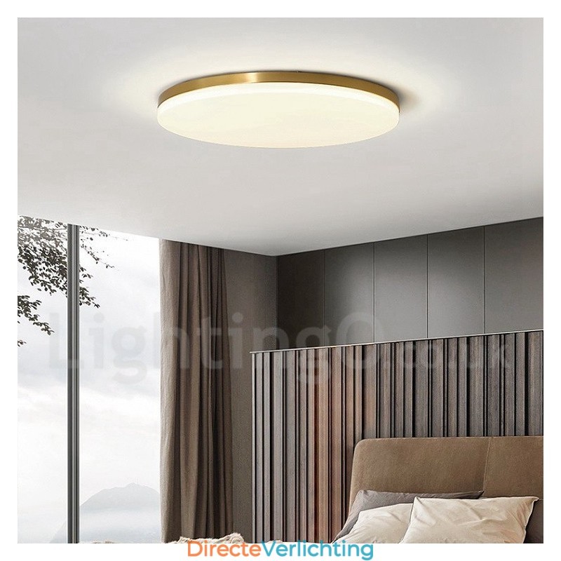 Messing ultradunne ronde dimbare moderne eigentijdse Scandinavische stijl plafondlampen met acryl kap kunnen ook als wandlamp worden gebruikt