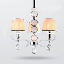 Stoffen kroonluchter 3-lichts hoge kwaliteit lamp witte jade zilveren ring