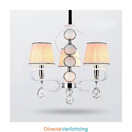 Stoffen kroonluchter 3-lichts hoge kwaliteit lamp witte jade zilveren ring Stoffen kroonluchter 3-lichts hoge kwaliteit lamp witte jade zilveren ring