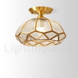 Puur messing rustieke lodge Scandinavische stijl plafondlamp met glazen kap