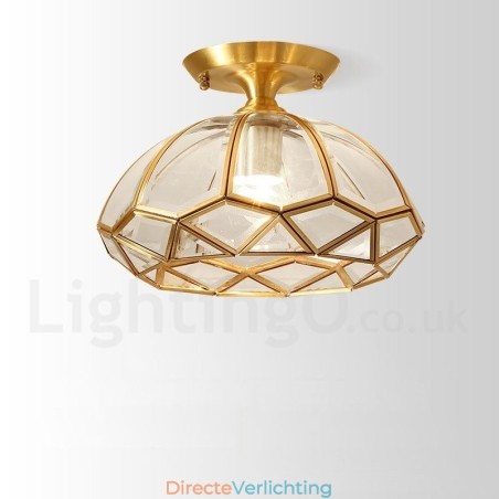 Puur messing rustieke lodge Scandinavische stijl plafondlamp met glazen kap Puur messing rustieke lodge Scandinavische stijl plafondlamp met glazen kap