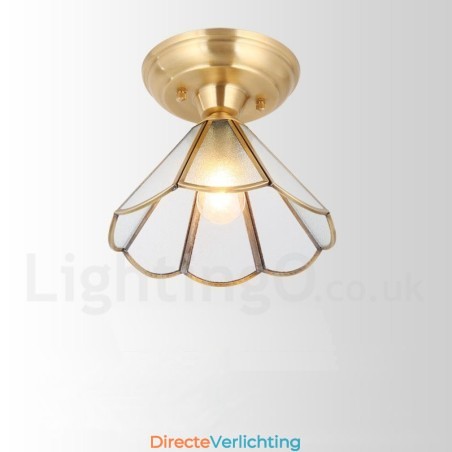 Puur messing rustieke lodge Scandinavische stijl plafondlamp met glazen kap Puur messing rustieke lodge Scandinavische stijl plafondlamp met glazen kap