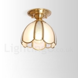 Puur messing rustieke lodge Scandinavische stijl plafondlamp met glazen kap