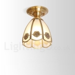 Puur messing rustieke lodge Scandinavische stijl plafondlamp met glazen kap