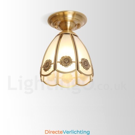 Puur messing rustieke lodge Scandinavische stijl plafondlamp met glazen kap Puur messing rustieke lodge Scandinavische stijl plafondlamp met glazen kap
