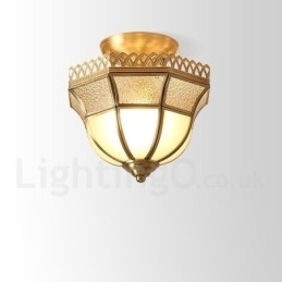 Puur messing rustieke lodge Scandinavische stijl plafondlamp met glazen kap