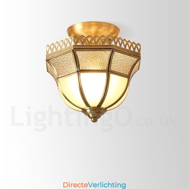 Puur messing rustieke lodge Scandinavische stijl plafondlamp met glazen kap